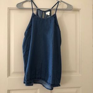 Jean material high neck tank top